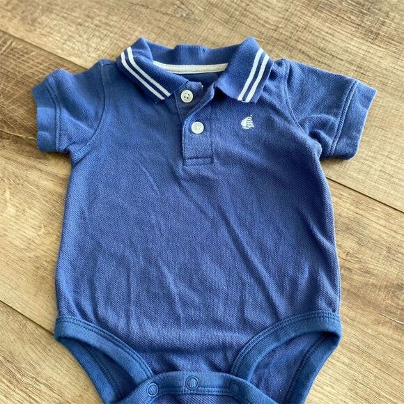 OshKosh B'gosh Other - OshKosh B'gosh Baby Boy VTG Blue Polo Collar Bodysuit size 9m